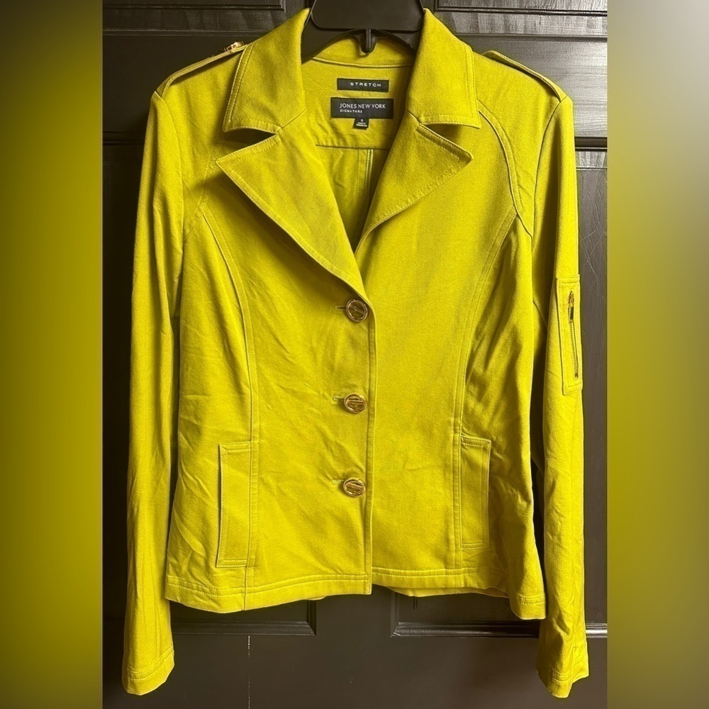 Vintage Jones New York Signature Stretch Jacket Chartreuse Green Women’s Size S - Picture 1 of 11